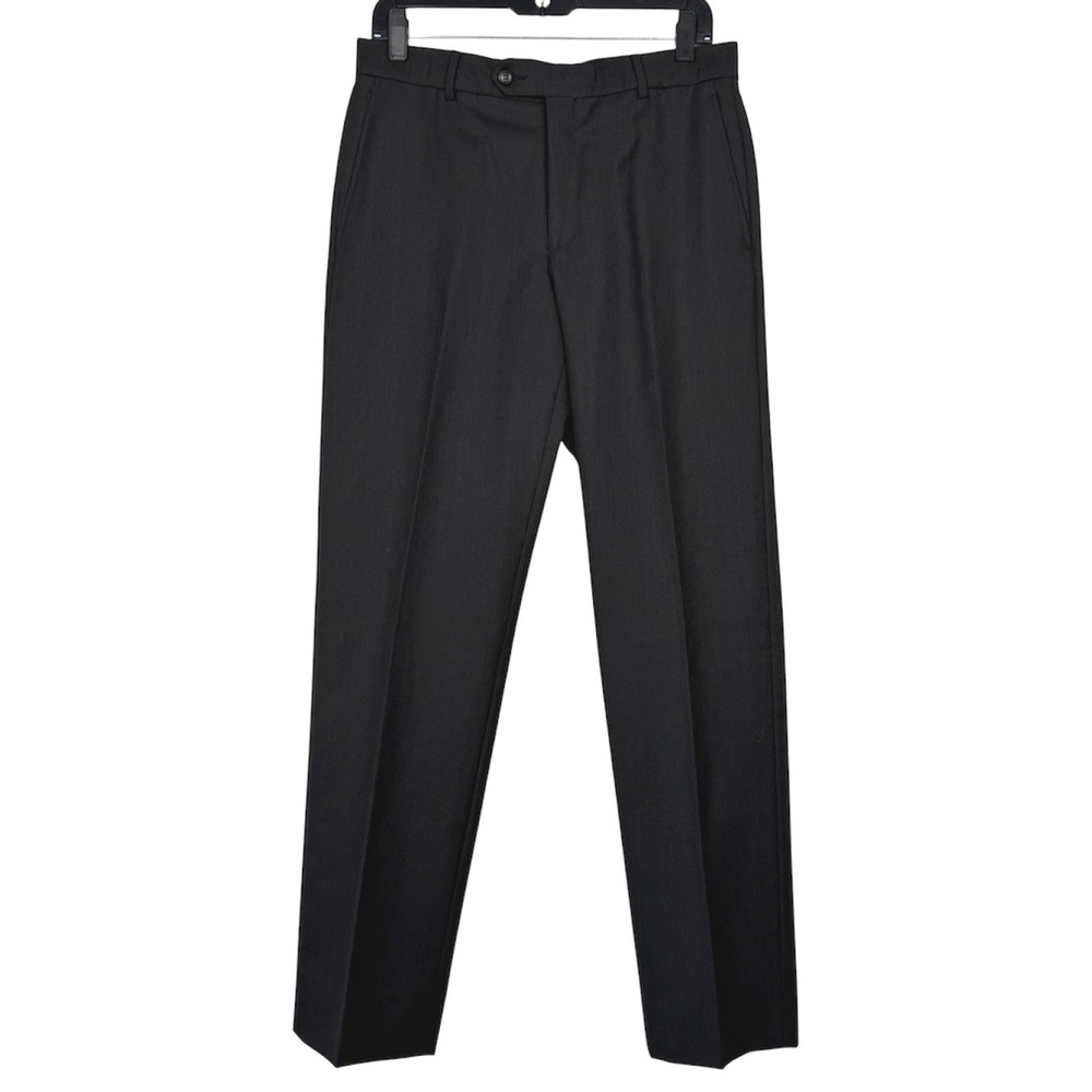 Jos. A. Bank Traveler Dress Pants Mens 31x31 Slim Charcoal 100% WOOL Flat Front